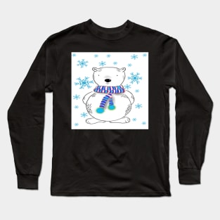 Polar Bear White & Teal Snowflake Designed Gifts & Home Decor Long Sleeve T-Shirt